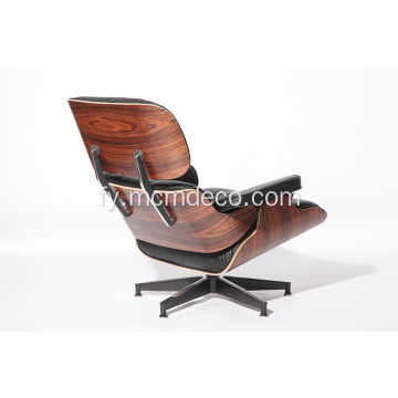 Klassike Aniline Leather Eames Lounge Chair en Ottomaanske